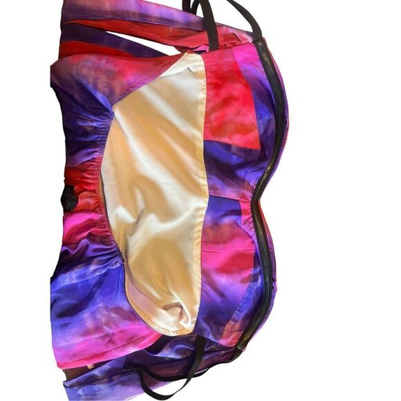 Amanda Uprichard Small 100% silk pink purple tie dye rainbow strapless dress - Picture 5 of 7